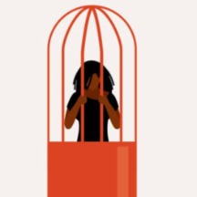 black woman caged